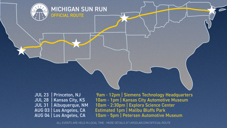 Michigan solar race route