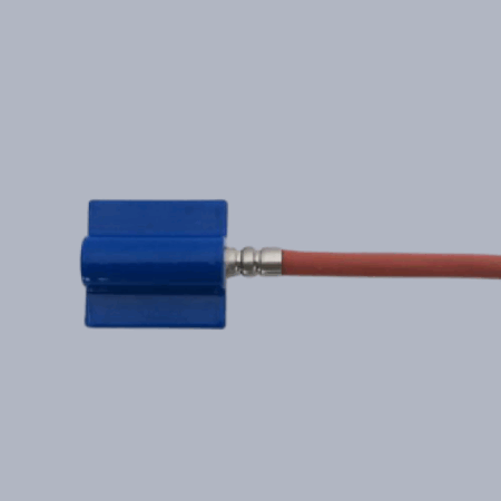 PT-100 temperature sensor with blue probe housing and attached cable.